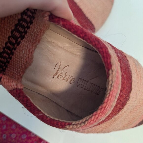Verve Culture Kilim Mules Slipper Moroccan Berber Boho Leather Pointed Sole Toe - Picture 3 of 6
